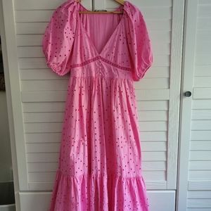 Pink maxi dress- ZARA - puff sleeves